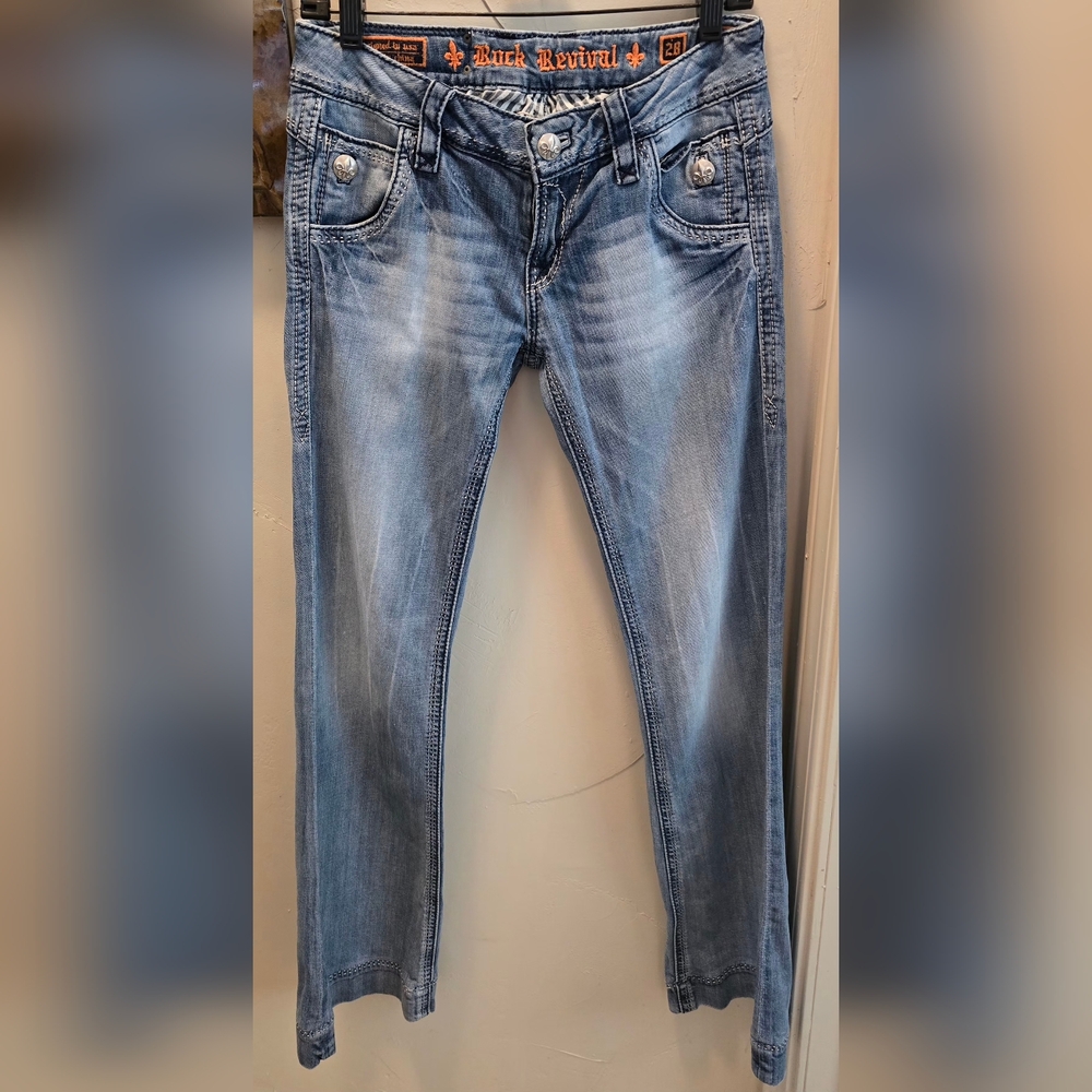 Rock Revival Faded Blue Denim Jeans - Picture 3 of 8